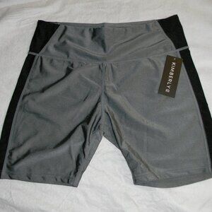 Black Gray Bike Shorts Kimberly C Athletic Sz L Running YP3750 Grey NWT
